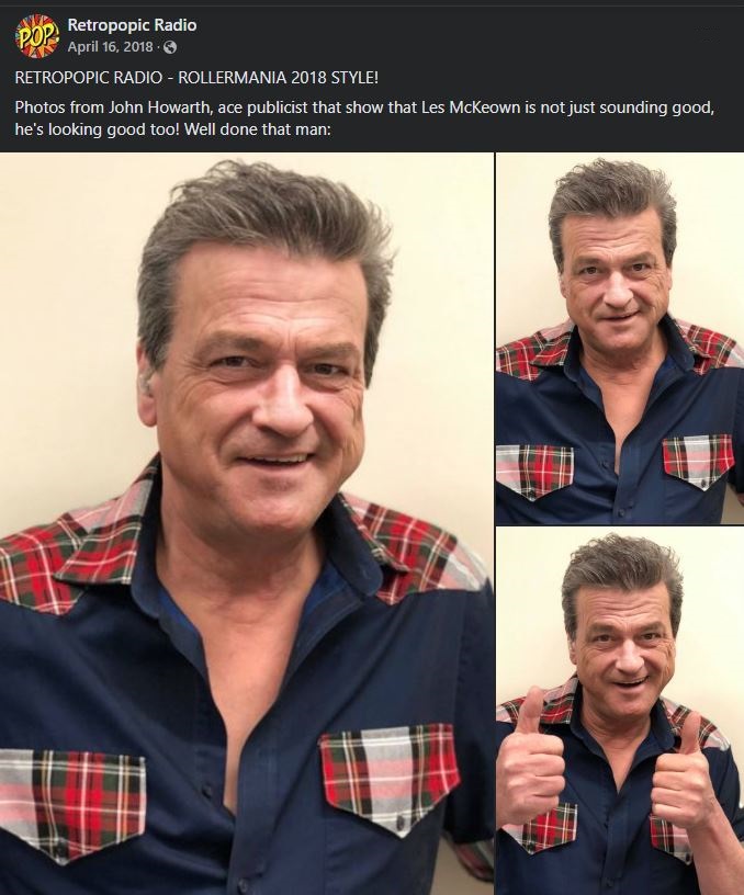 On this date in 2018, the Retropopic Radio Facebook page, posted these lovely photos of Les ❤️👍 #LeslieMcKeown #LesMcKeownUK #BayCityRollers