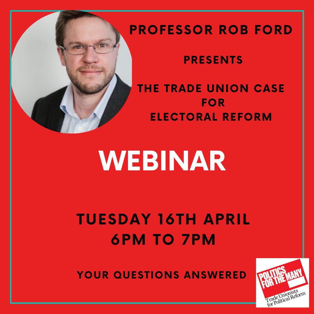 This 👇is tonight - there's still time to sign up - get the Zoom link and join us for an hour. One trade unionist described Rob's presentation as a 'penny dropping moment'. Come along and find out why. It's free to attend. #TimeForPR p4mwebinar.brownpapertickets.com