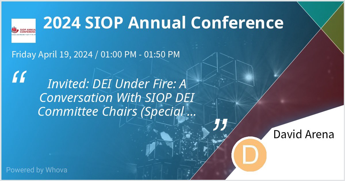 Excited for the <a href="/SIOPtweets/">SIOP</a> conference! I’ll be joining the rest of the SIOP DEI portfolio committee chairs for a special executive board session titled “DEI under fire: A conversation with SIOP DEI Committee Chairs”. Come spend an hour with us on Friday!