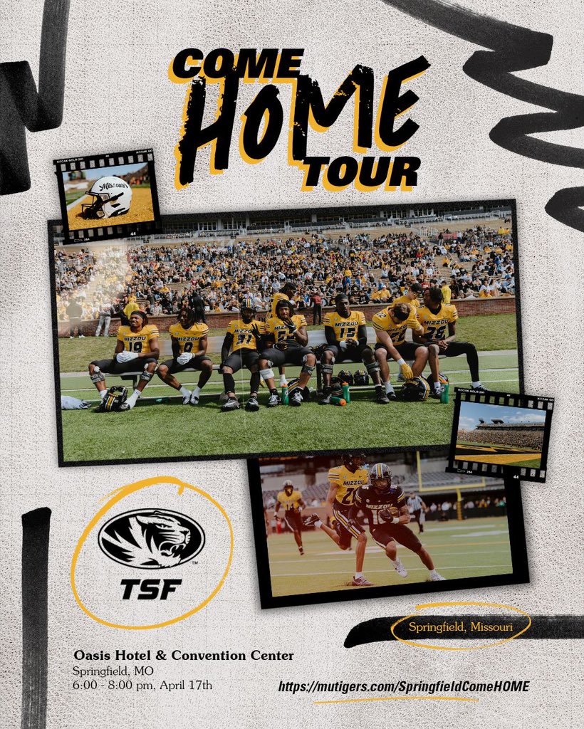 Hey Springfield, the Come Home Tour is your chance to celebrate your Tiger pride and connect with fellow Mizzou fans. Together, we’re unstoppable! 🐯 #ComeHomeTour