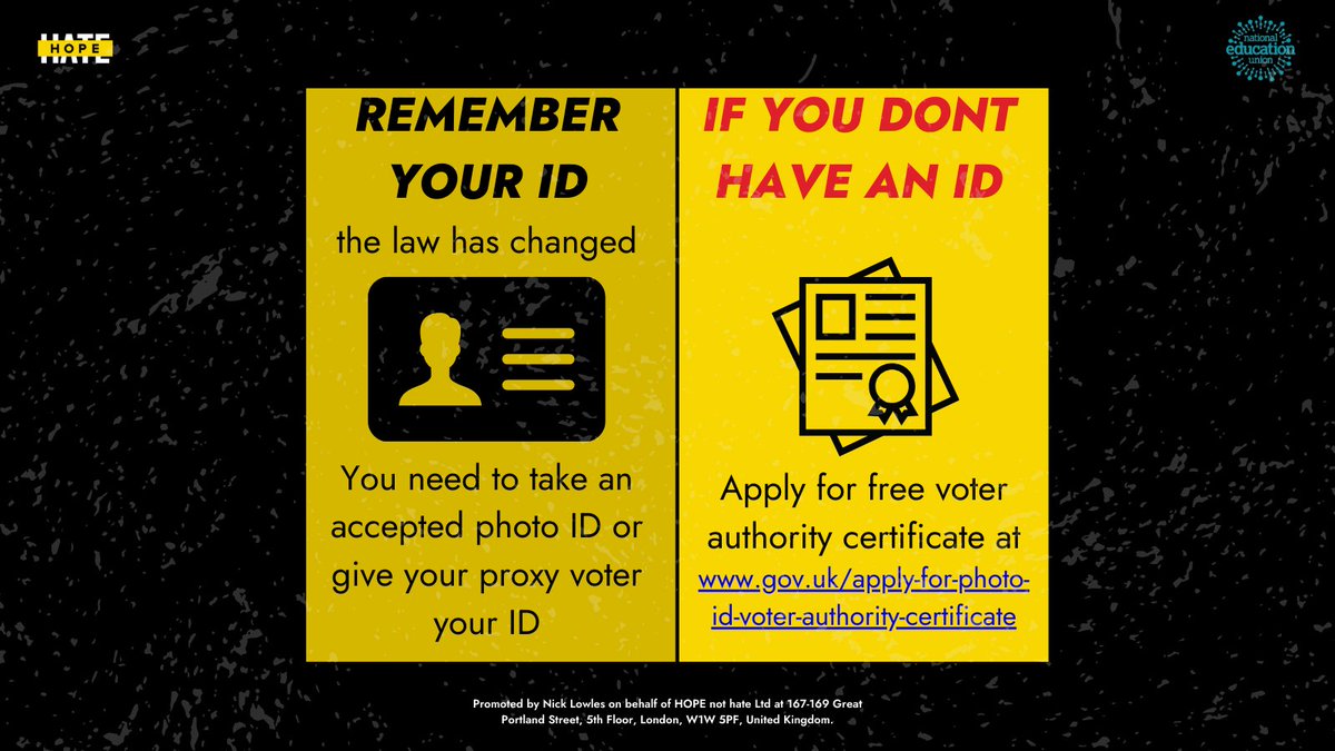 hopenothate's tweet photo. 🚨REGISTER TO VOTE BY MIDNIGHT TONIGHT🚨

Today is your last day to register to vote in the local and mayoral elections on May 2nd. 

📢 Spread the word so no one misses out on their chance to vote.

🔗 https://t.co/Bqs8gtiT8N

#localelections #RegisterToVote @NEUnion https://t.co/rcijtrBQyQ