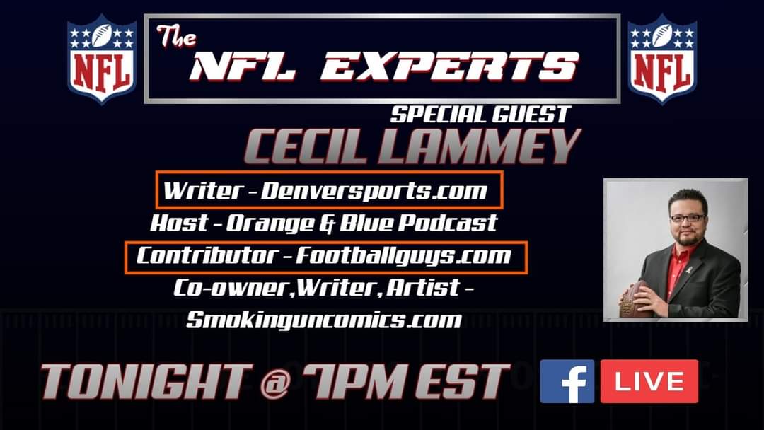 nflexpertspod's tweet photo. Live tonight at 7pm est. @CecilLammey joins the show. #nflexperts https://t.co/q5I1M5jbiH