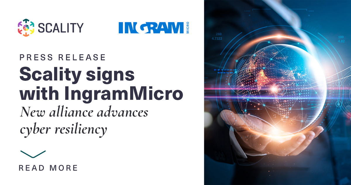 We've signed a new distribution agreement with @IngramMicroInc! 🎊

 🤝 Together we're helping bolster enterprise cyber resiliency with ARTESCA #immutable object storage software as demand for #ransomware protection increases. Read more here: scality.com/press-release/…