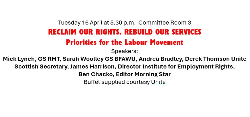 ‘Reclaim our Rights, Rebuild our Services: priorities for the Labour Movement.’ A joint Scottish @M_Star_Online Campaign Committee / @IERUK #STUC24 fringe meeting, at 5.30 today, Tuesday 16th April, in Committee Room 3. More details: ier.org.uk/news/join-the-…