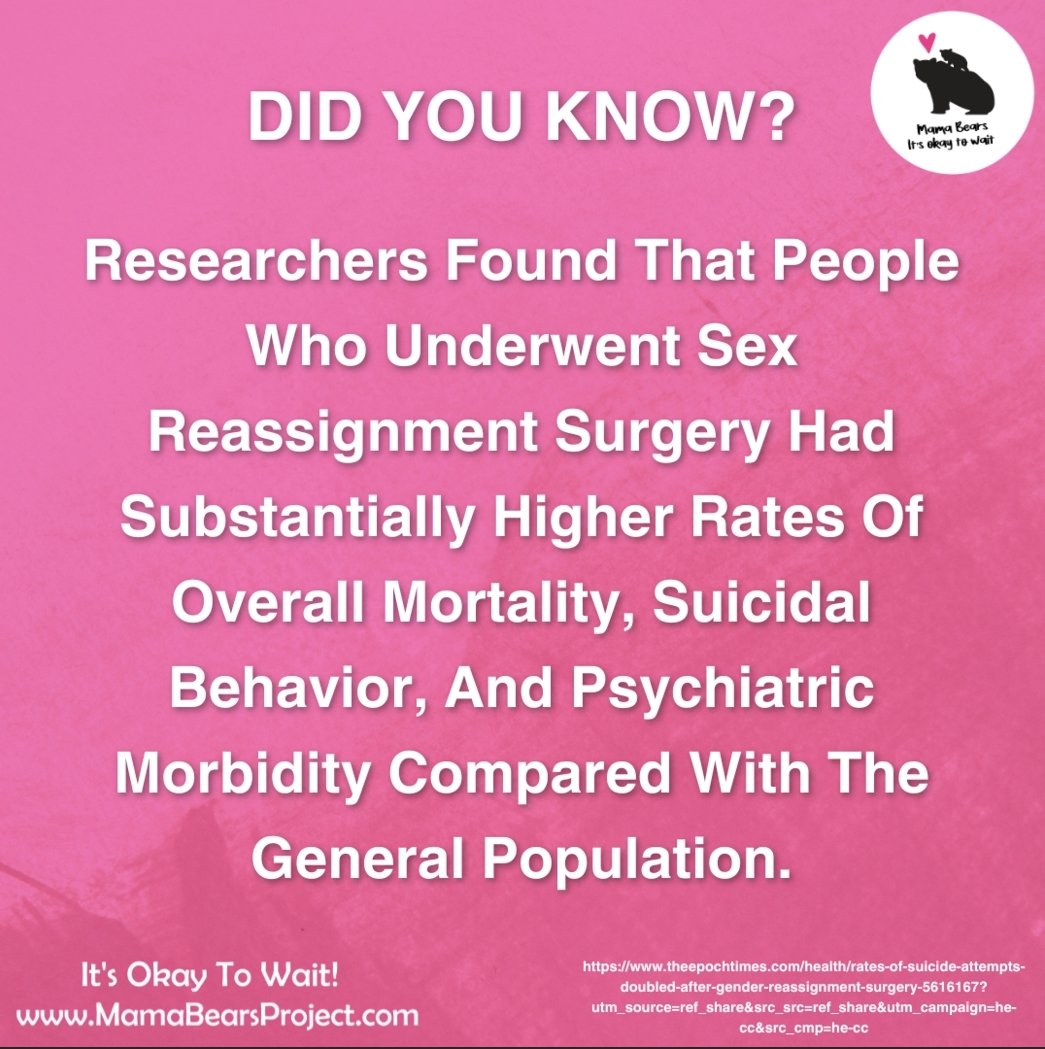 #genderdysphoria #protectingkids #protectingchildren #mastectomy #childabuse #mentalillness #mamabears #genderaffirmingcare #transkids #transwomen #protectchildren #hormones #puberty #pubertyblockers

Mamabearsproject.com