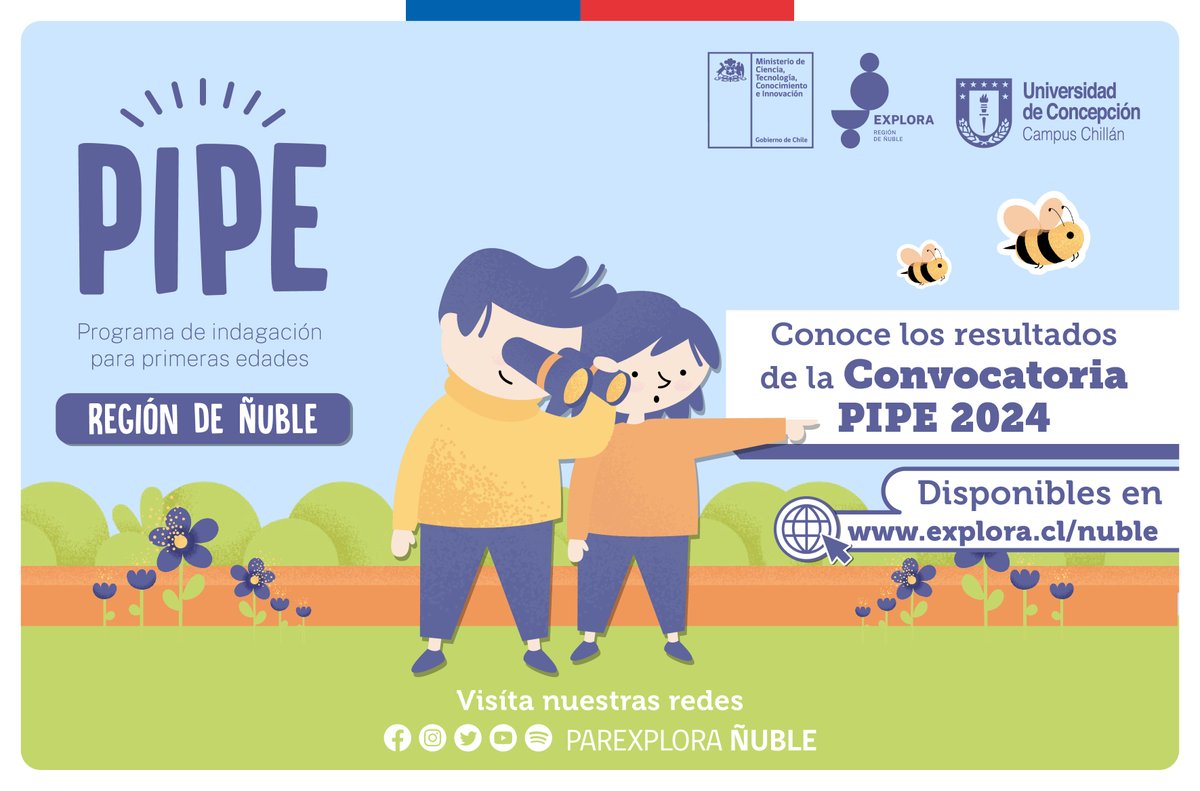 ¡Resultados de la Convocatoria PIPE 2024 para la Región de Ñuble!
Conoce a las seleccionadas en nuestra web
explora.cl/nuble/conoce-l…