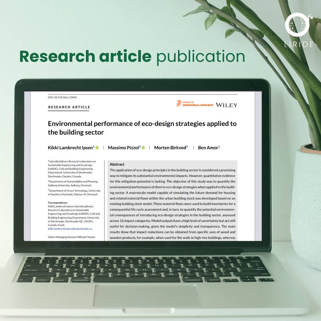 Read our latest research article on Environmental performance of eco-design strategies applied to the building sector. 👇💻 onlinelibrary.wiley.com/doi/epdf/10.11… @USherbrooke @SyddanskUni Aalborg University