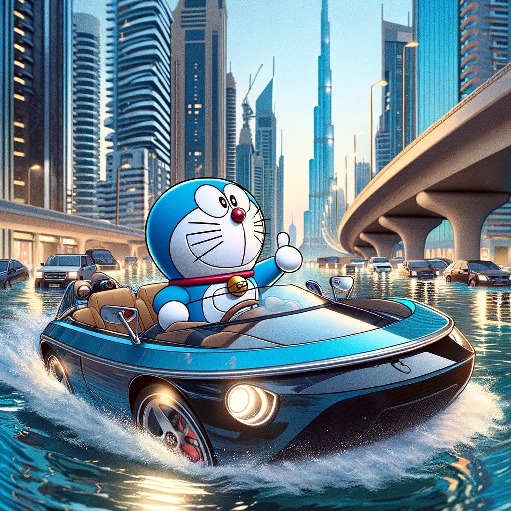 uriostegui1519's tweet photo. @IHunt100xGems When it rains, it pours... and #DoraemonOnSol takes to the Dubai streets in style! 🌧️💦 #FloodMode #DoraemonDoesDubai https://t.co/OmQeQVBA7O