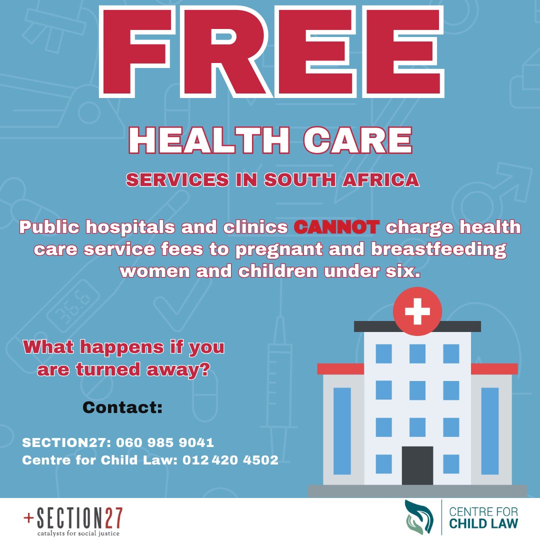 Ruling alert! Last year, Gauteng High Court upheld the right of all pregnant, breastfeeding women, & children under 6, regardless of nationality, to free health care services at public establishments. @EUinSA Read more here: section27.org.za/2023/07/media-…