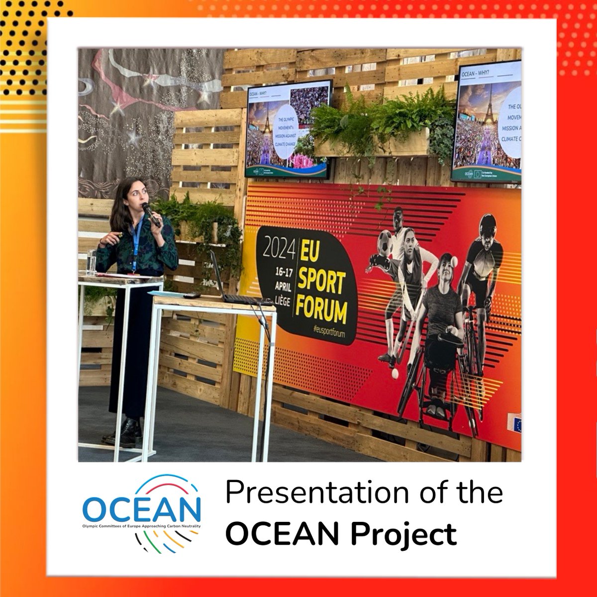 OCEANErasmus's tweet photo. The #OCEANPROJECT is featured at the #EUSportForum! 
The presentation of the project added value to the parallel session on #GreenSport, demonstrating that sports actors have and must have a role to play in the green transition ♻️ https://t.co/j7OB01P9pm