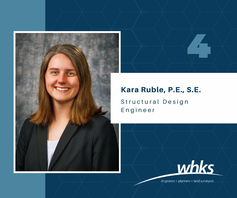 Congratulations to Kara Ruble, P.E., S.E. on celebrating 4 years with WHKS & Co.! 🎉🎉

Kara is a Structural Design Engineer at WHKS. Thank you, Kara, for your continued dedication towards Shaping the Horizon!

#WHKS #Shapingthehorizon #engineers #planners #landsurveyors