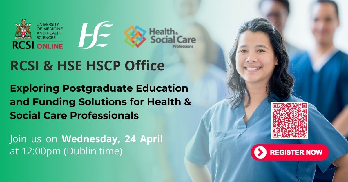 Are you a passionate health and social care professional looking to elevate your career through postgraduate education? Join RCSI and @HSELive HSCP for an Exclusive Webinar - Exploring Postgraduate Education & Funding Solution. Reserve your spot now: eventbrite.com/e/rcsi-hse-hsc…
