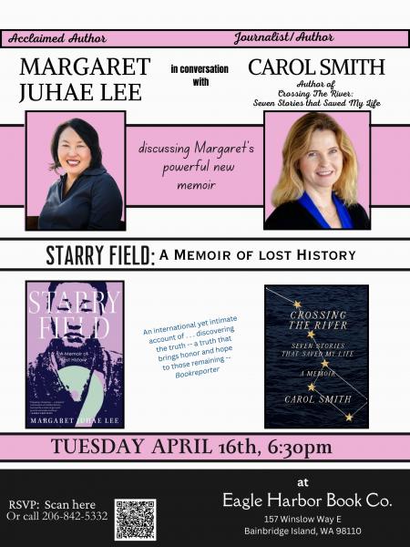 Margaret Juhae Lee 이주혜 (@margaretjuhae) on Twitter photo Tonight I'll be in conversation with the wonderful <a href="/clsmith321/">Carol Smith</a>, my <a href="/TheWritersHotel/">The Writer's Hotel</a> buddy, <a href="/EagleHarborBook/">EagleHarborBook</a> on beautiful Bainbridge Island. Come join us if you are in the area! <a href="/melvillehouse/">Melville House</a> Tonight I'll be in conversation with the wonderful <a href="/clsmith321/">Carol Smith</a>, my <a href="/TheWritersHotel/">The Writer's Hotel</a> buddy, <a href="/EagleHarborBook/">EagleHarborBook</a> on beautiful Bainbridge Island. Come join us if you are in the area! <a href="/melvillehouse/">Melville House</a>