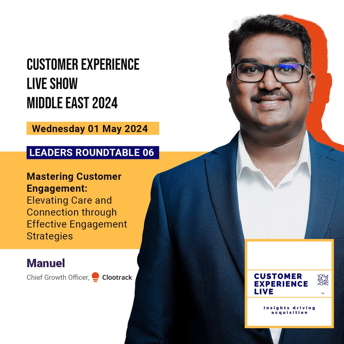 Join us at the #CXLive event for a roundtable discussion by Manuel, our Chief Growth Officer, on 'Mastering Customer Engagement: Elevating Care and Connection through Effective Engagement Strategies.' JW Marriott Hotel Marina, Dubai - United Arab Emirates 1st May 2024 #CX