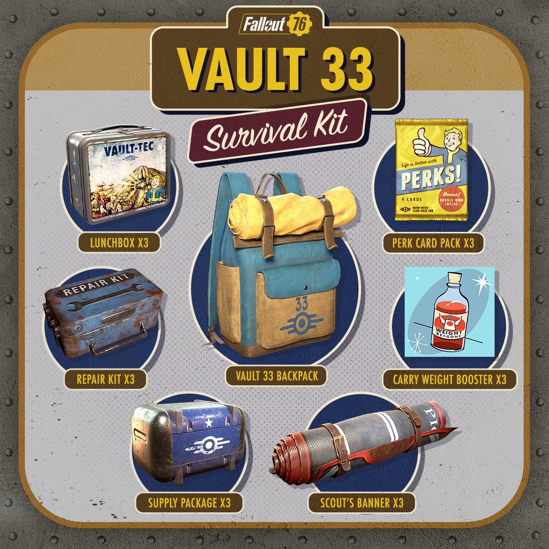 Calling all @XboxGamePassUK Ultimate members 👀 Prepare for your adventures in Appalachia by claiming your Vault 33 Survival Kit which is available until 16 June! ⚙