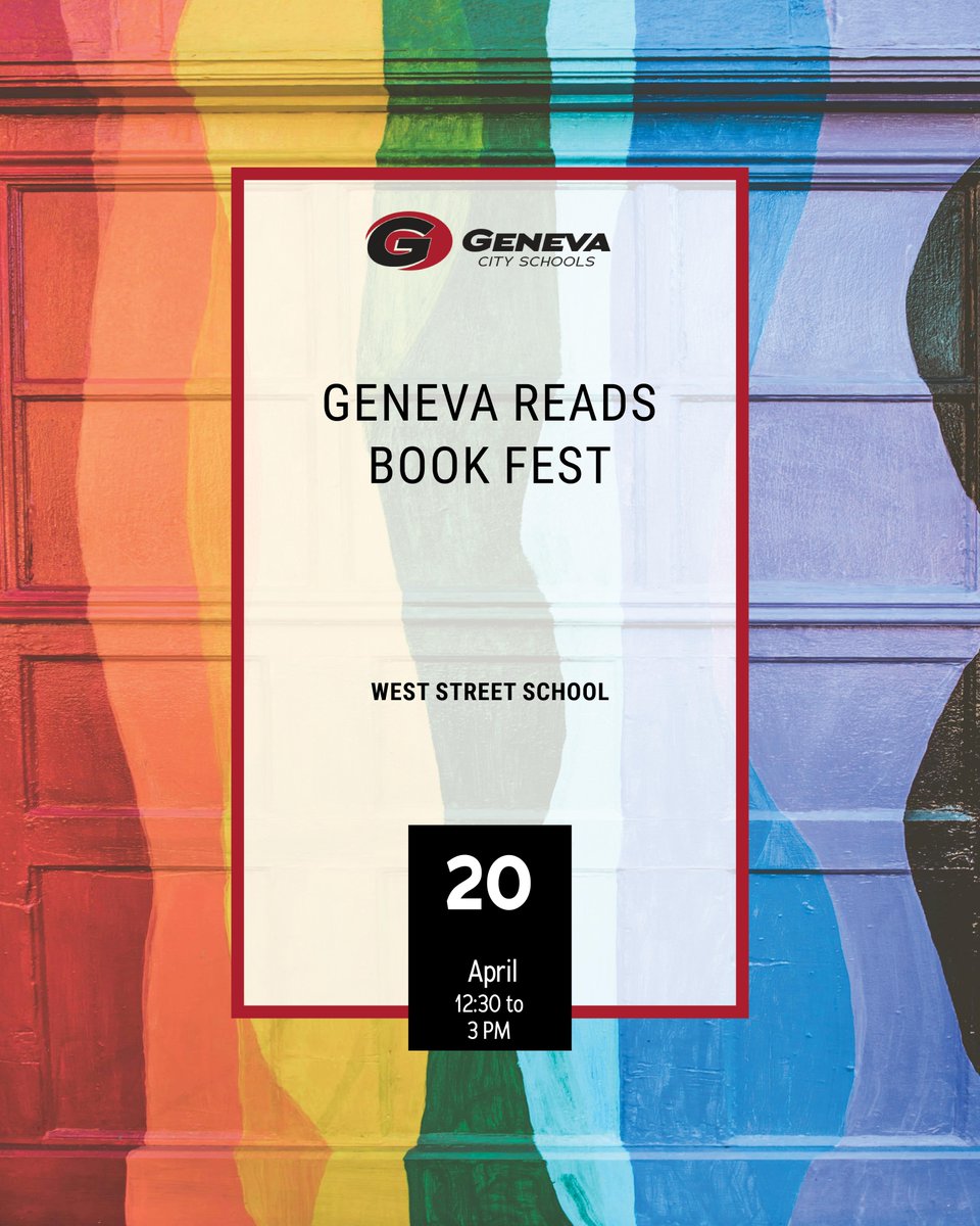 The Geneva Reads Book Fest is this Saturday, April 20, from 12:30 to 3 p.m. at West Street School! Free admission for all & Geneva K–2 students will receive a copy of 'How the CRAYONS saved the EARTH.' Join us for an afternoon of books, arts & crafts, and more! 🎨🤩