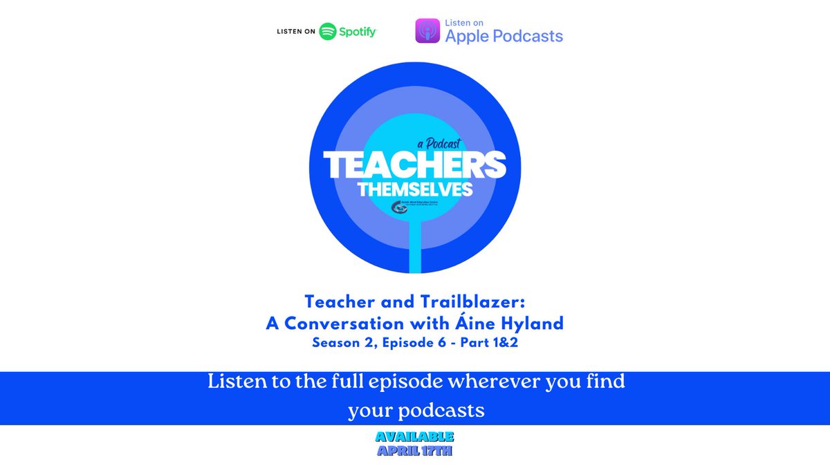 Season 2 of the Teachers Themselves podcast is finishing with not one, but two episodes!

Part 1 & 2 of the conversation with Áine Hyland will be available on Wednesday April 17th, wherever you find your podcasts. 

@ainehyland 

#podcastireland #educationpodcast #teachers