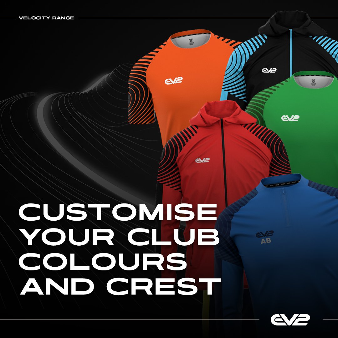 FourexGroup's tweet image. Have you checked out the brand-new Velocity range on the EV2 Online Kit Builder yet? 🎨

Head online now to customise with your club colours, crest and sponsor logos: bit.ly/EV2KITBUILDER

#EV2 | #KitDesigner | #DesignWithoutLimits