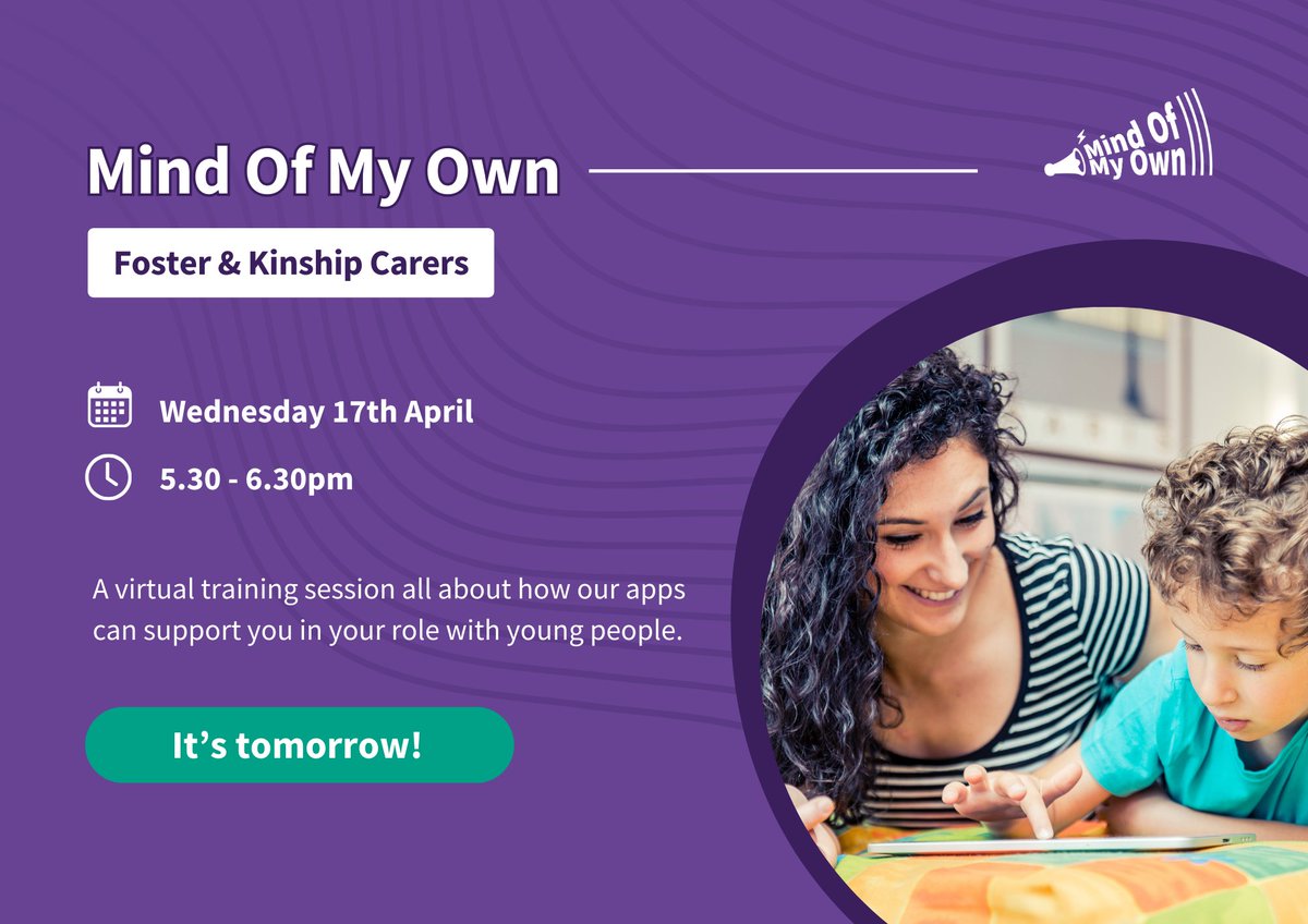 The first of our foster and kinship carer sessions start tomorrow!  💻 💜 There is still time to for people sign up so send us a DM or email your account manager.

#fosterFamily #fosterCarer #KinshipCare
