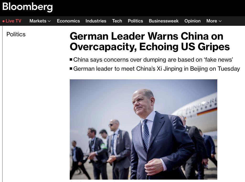 China 'must reduce its industry' - Scholz The German Chancellor made this demand to Xi Jinping at a meeting in Beijing, Bloomberg writes. The West believes that China has “too much production capacity.” Scholz is a comedian 😆 1/2