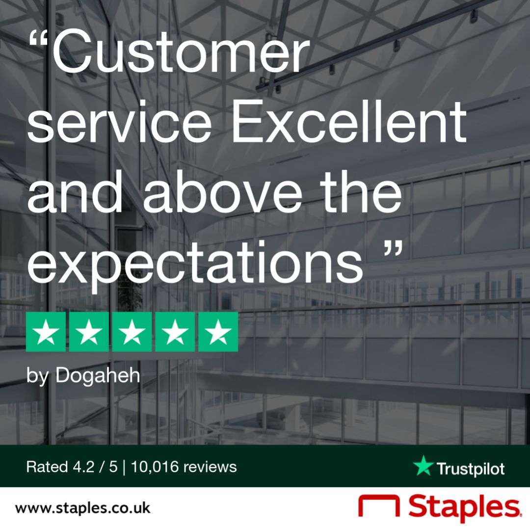 StaplesUK's tweet photo. We're overjoyed to announce that we've reached 10k reviews on Trustpilot! 🌟

Thank you to each &amp; every one of our customers for your trust and support!

Haven't experienced our exceptional service yet? Place your order at Staples UK today and discover what sets us apart! ❤️ https://t.co/IlAsbhHjD2