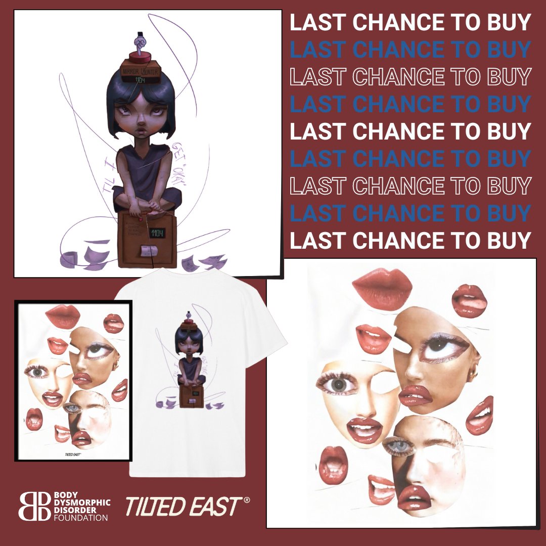 Last chance to purchase your Tilted East x BDDF t shirt or poster! Available until 11.59pm on 17th April. 🙏 50% of profits will support the BDD Foundation. Your purchase also amplifies the work of artists living with BDD. tiltedeast.com/collections/co…