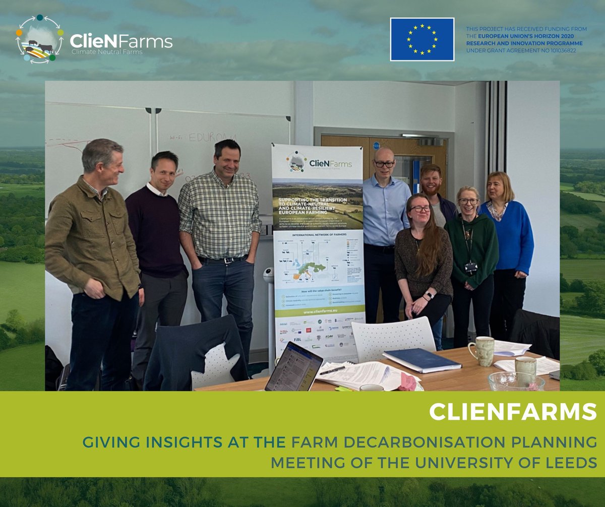 📆 On February 29th, the University of Leeds hosted a Farm Decarbonization Planning Meeting which was structured around #ClieNFarms climate solutions.

Want to know more? 👉  buff.ly/3J3s6Gx 

#SustainableAgriculture #CarbonNeutral #Innovation