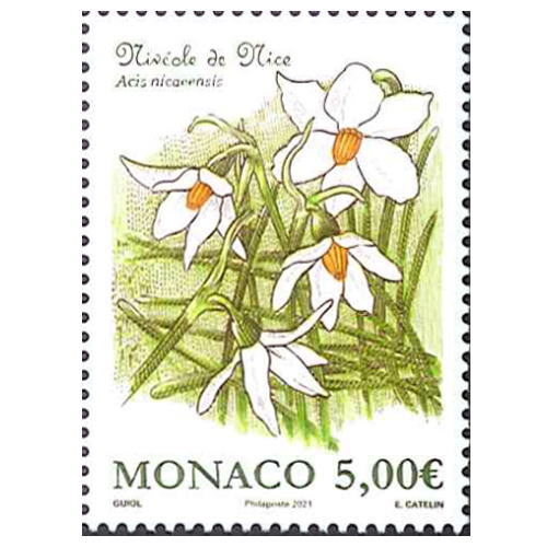 今日4月16日の誕生花は、「スノーフレーク」で花言葉は「純粋」です。
紹介する切手は「スノーフレーク」(モナコ、2021年発行)で、スズランによく似た白い花を咲かせ、花を下向きに咲かせます。