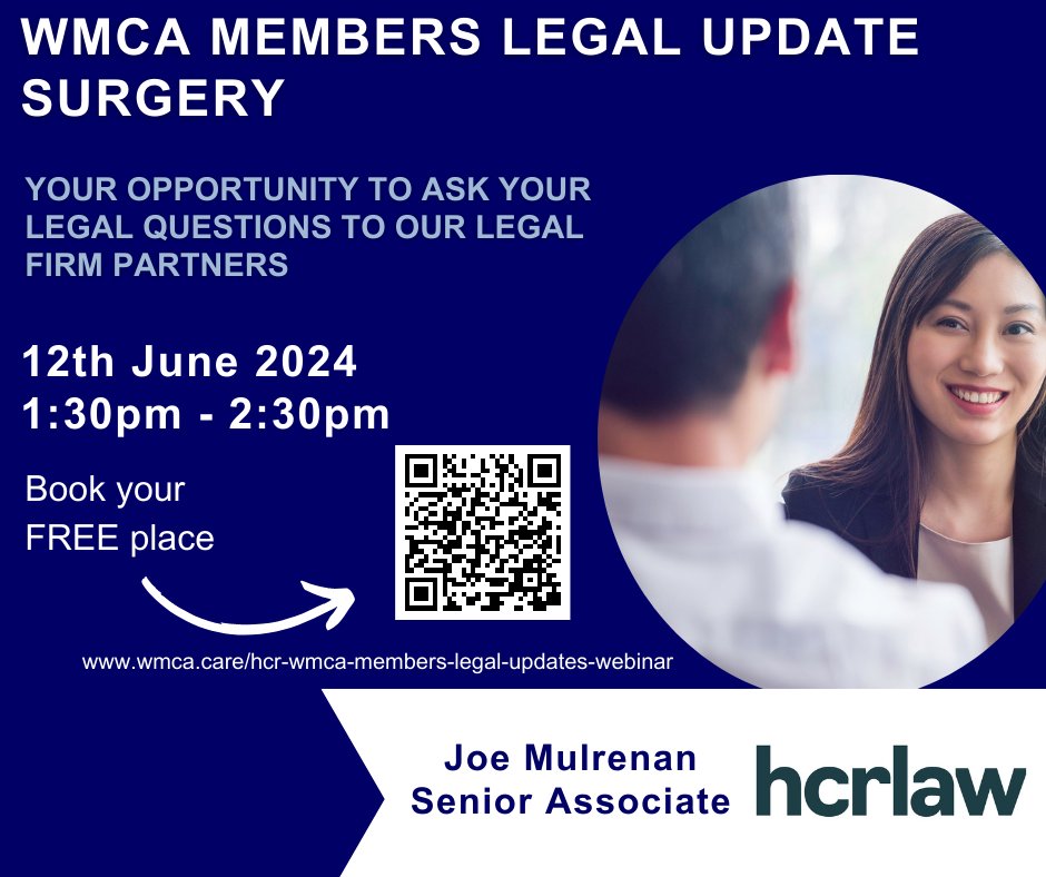 🤩ANOTHER EXCITING ANNOUNCEMENT!!!🤩

We are thrilled to announce that our legal firm partners, @HCRlaw  , will be delivering a legal updates webinar to our members ✍️

If you are a member, please book your place here👉wmca.care/hcr-wmca-membe…

#Adultsocialcare #Legalupdates