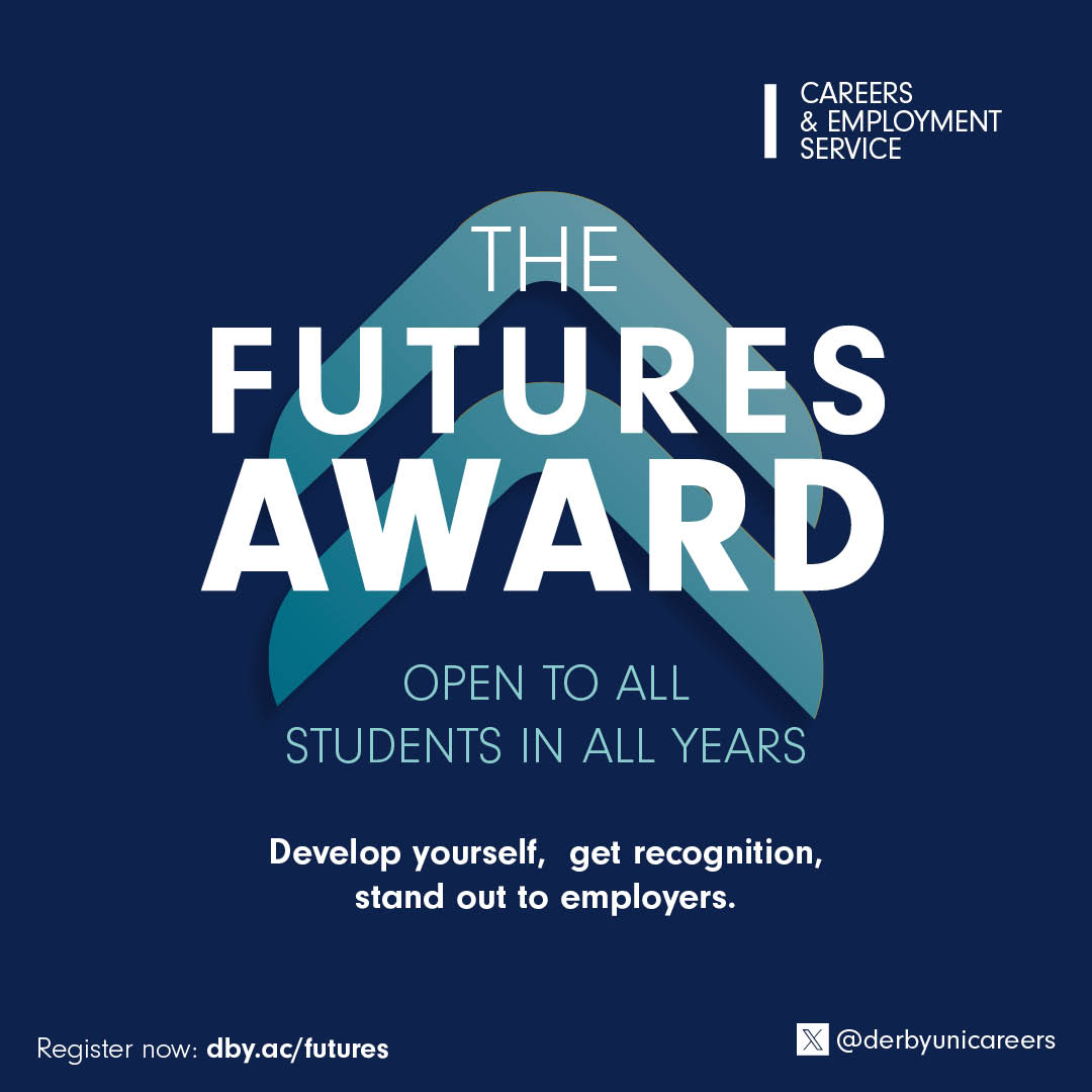 The #FuturesAward enables you to get recognition for any co-curricular activity you are involved in during your degree, and understand how this experience can help you to build your future career.🏆 Find out more👉ow.ly/iijI50RcYV7 @derbyuni @derbyunistudent