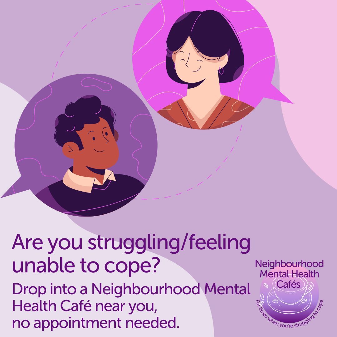 Are you struggling/feeling unable to cope? Come along to a Neighbourhood Mental Health Café, no appointment needed. Find your local café here 👇 leicspart.nhs.uk/service/neighb…