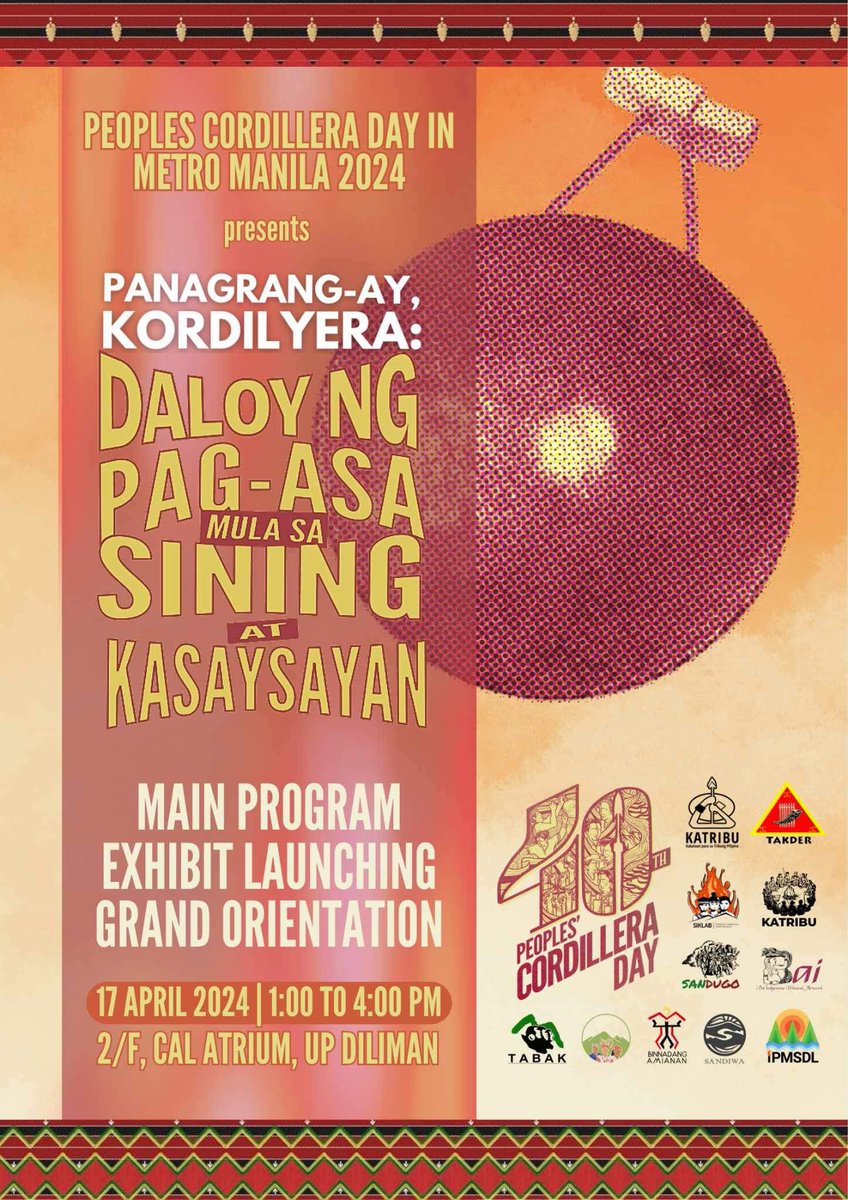 Panagrang-ay Kordilyera will be set to grace the halls of the UP Diliman College of Arts and Letters (CAL) Atrium from April 17-19 and 22-26, 2024. The exhibit will be conducted this April 17 at CAL Atrium, from 1pm to 4 pm.