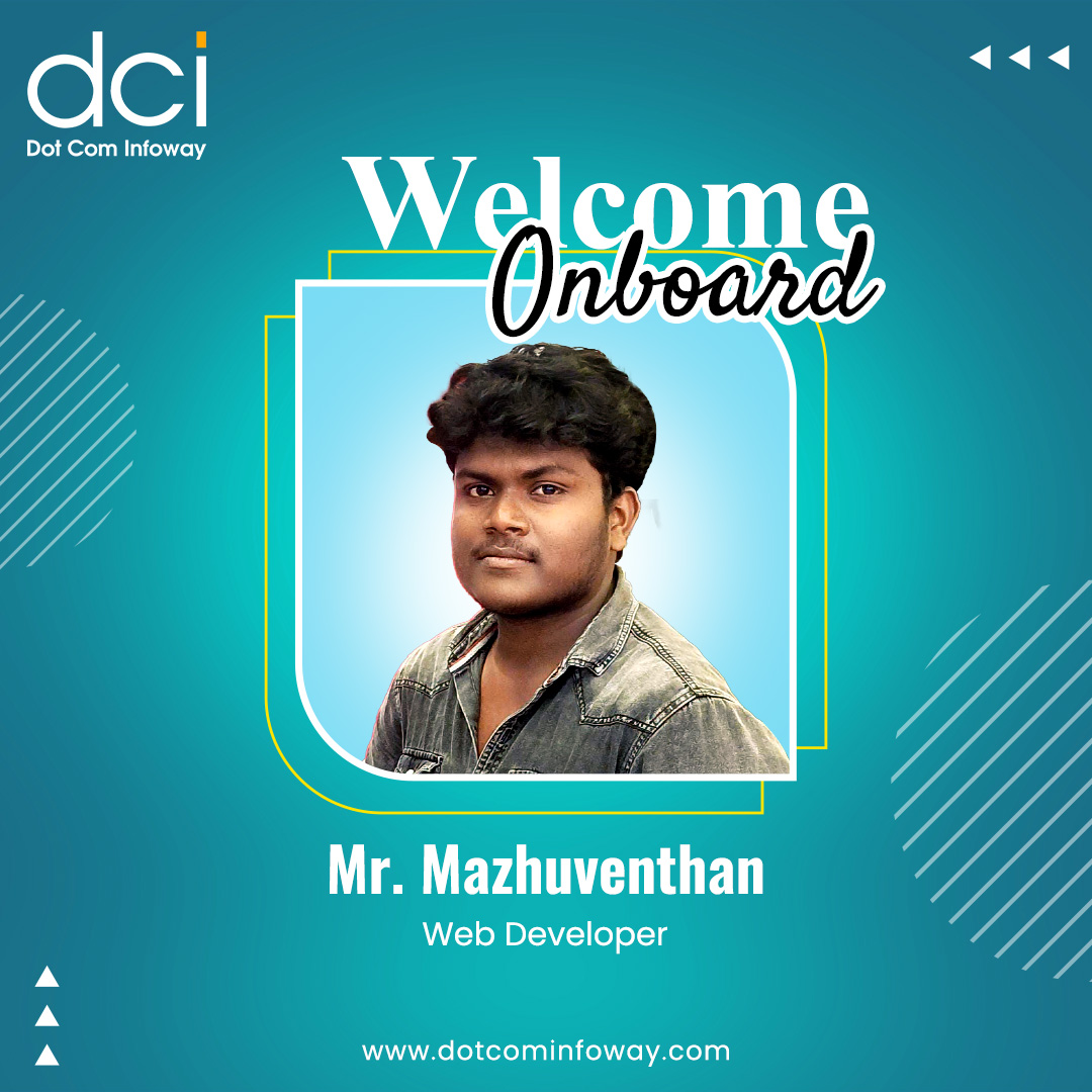 Join us in extending a warm welcome to Mr. Mazhuventhan, our newest addition to the team as a skilled Web Developer!  

#WelcomeAboard #NewTeamMember #WebDeveloper #Innovation #DigitalExcellence #TeamWorkMakesTheDreamWork