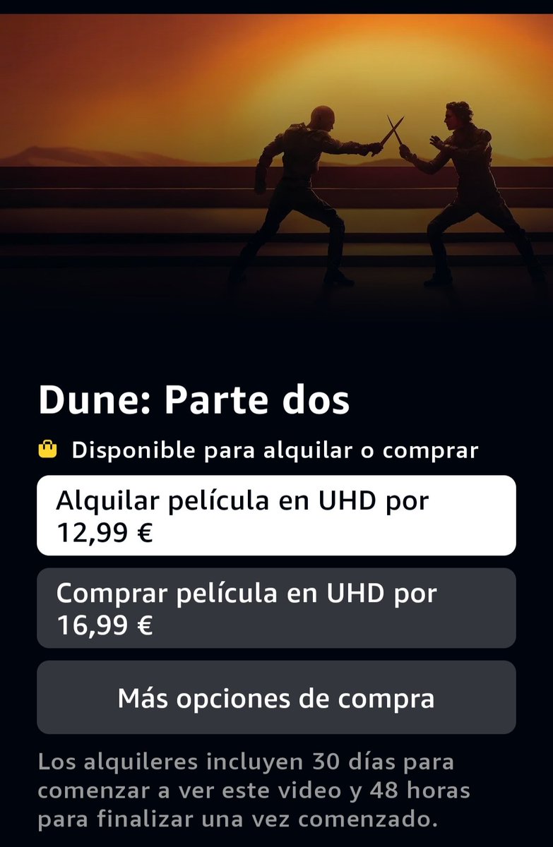 Ya disponible en Amazon Prime España la edición digital de #Dune Parte 2.