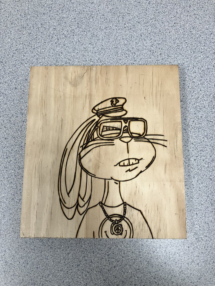 I know your burning 🔥 for another Designer #NFT #WoodBurning 👀✌🏽 Your in luck today I have another one from the wallet me PFP “Captain Peace and Happiness” @MadHareSociety @ElRealGenius Stay tuned as I bring it to life and add color 😊