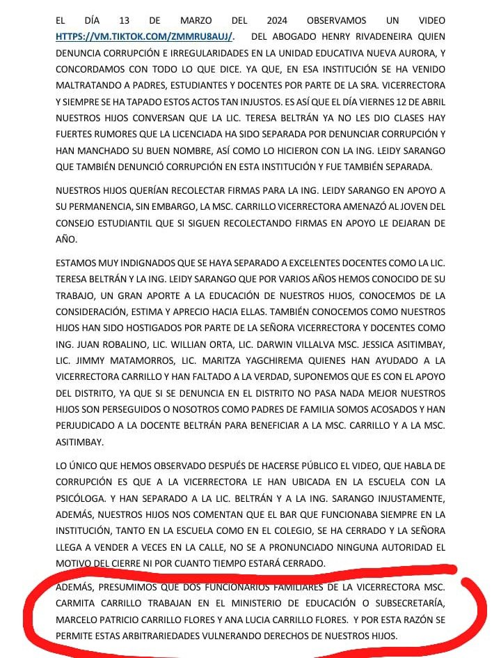 rosy8711's tweet photo. @DanielNoboaOk @EducacionQuito @DDHH_Ec @Educacion_Ec  ah caso porque la sra vicerrectora y la sra inspectora tienen familiares trabajando en buenos puestos pueden hacer y deshacer con el personal y los estudiantes vulnerando sus derechos con @MashiRafael no estábamos así REGRESA https://t.co/uOoyUG9C9E
