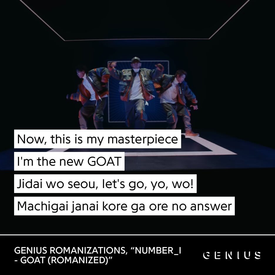 pi_popo777's tweet photo. Number_i's second song performed at Coachella.
Romanized lyrics to "GOAT"
https://t.co/9HzCeVbulr
#Number_i_GOAT
#Romanizations #Romanized
#lyrics https://t.co/3sMAAqfCY9