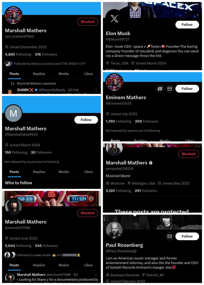 deanna_stilson's tweet photo. ⚠️Fraud Alert ⚠️Check your followers⚠️
These were found in someone that was following me.. saw some mutuals in there as well. Report and block these accounts.
@elonmusk @Eminem @rosenberg @Eminem_Pro #ScamAlert #twitterfraud
@AngelsFoudation @monicastan13 https://t.co/3uRmiGfiwh