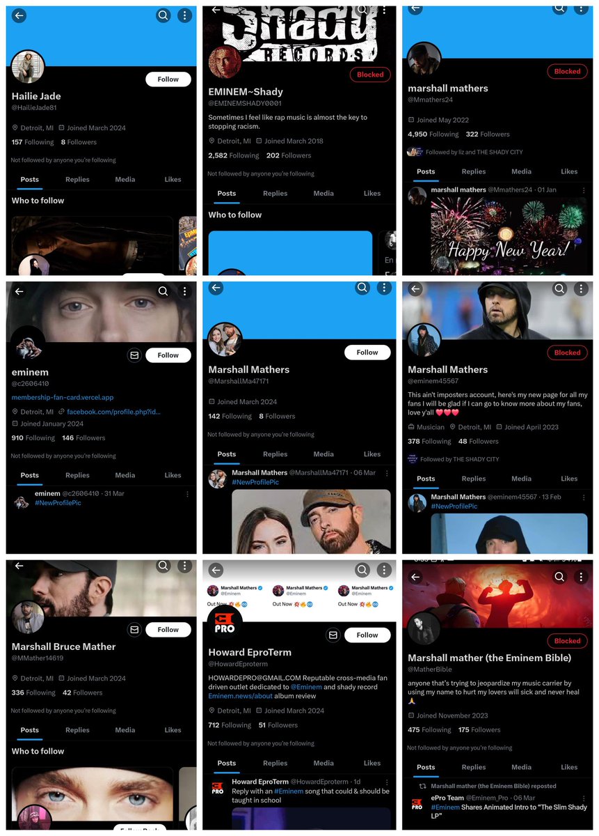 deanna_stilson's tweet photo. ⚠️Fraud Alert ⚠️Check your followers⚠️
These were found in someone that was following me.. saw some mutuals in there as well. Report and block these accounts.
@elonmusk @Eminem @rosenberg @Eminem_Pro #ScamAlert #twitterfraud
@AngelsFoudation @monicastan13 https://t.co/3uRmiGfiwh