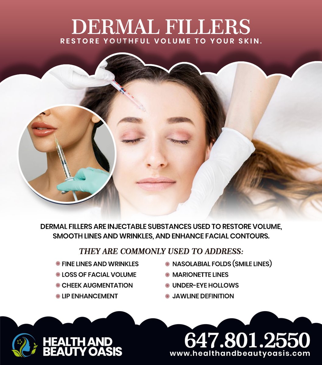 Dermal Fillers Restore Youthful Volume to Your Skin !!
Call or text: ☎️(647) 801-2550
Website: healthandbeautyoasis.com
#healthandbeauty #healthandbeautyoasis #mississauga #ontario #beautysalon #beautyparlour #canada #milton #oakville #oakvilleontario #Oasis #dermalfillers