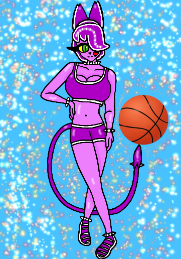 ObjectShowBloke's tweet photo. Fay/Jeny as a purple basketball player 😺😈👽✨💜🏀
#porcupinehair #NBA #purplealiencat #basketball #oniloin #OCart #newart #digitalart #hotart #shygirl #sneakers #croppedtanktop #shorts #animeart https://t.co/hY5q4BWNeI