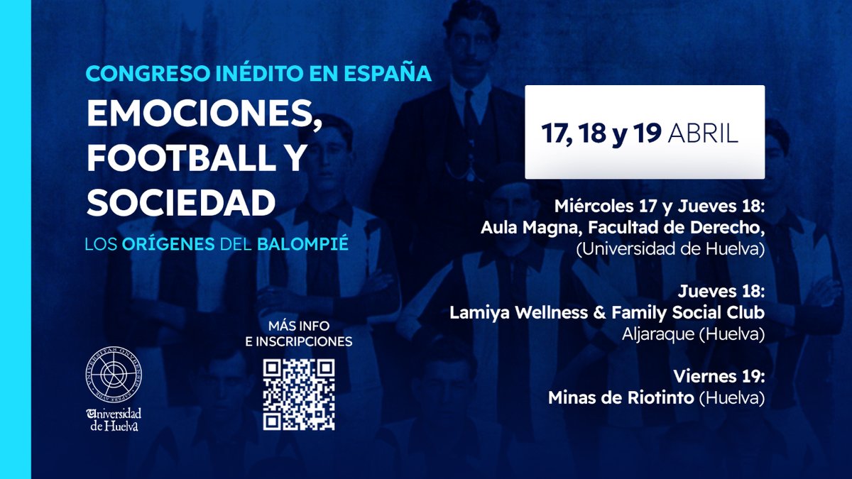 Del 17 al 19 de abril da comienzo el "Congreso Emociones, Football y Sociedad" al que asistirán ponentes de reconocido prestigio de las ciencias sociales, las ciencias de la actividad física, el deporte y la comunicación ⚽️