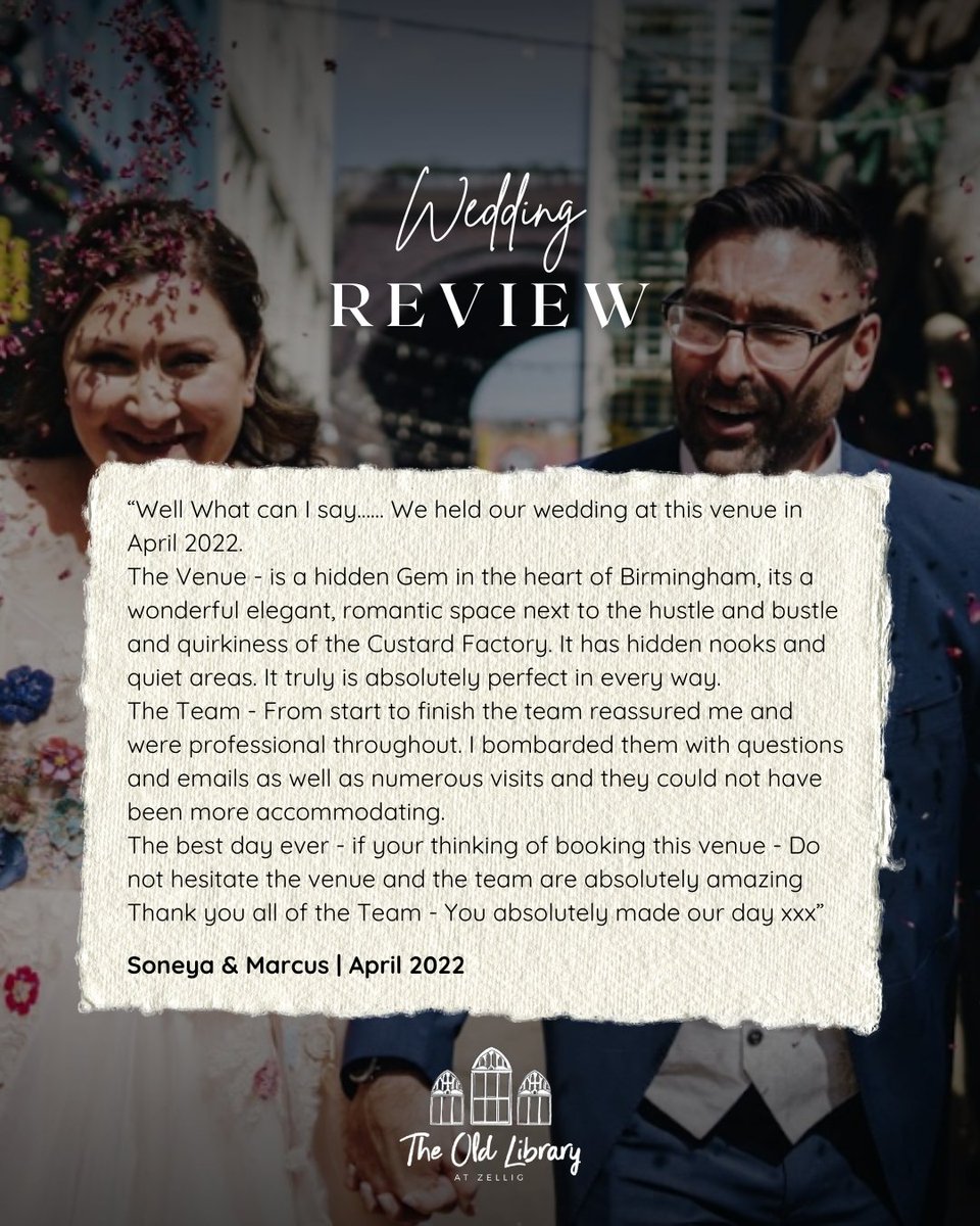 Want to know exactly what it’s like having your wedding at The Old Library directly from our wonderful couples? 👀

A big THANK YOU to all the couples featured and to every couple who has left us a lovely google review, email review or sent us a thank you card over the years! ❤️