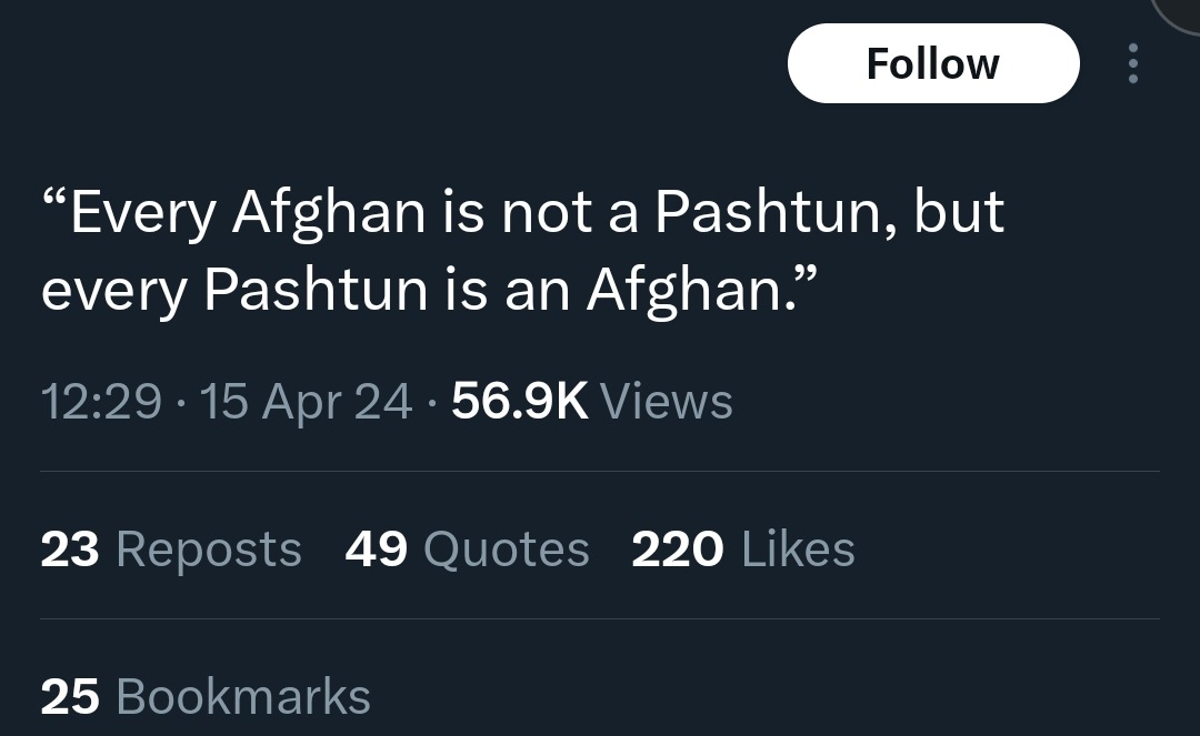 Larobar slogans.

If every Pakhtun (she's including Pakistani ones) is an Afghan, then Afghan is an ethnic label and the majority of Khorasan-Afg (78%) is not Afghan.

If Afghan is a national identity that includes the Tajik Uzbek Hazara majority (78%), then Pakistani Pashtuns