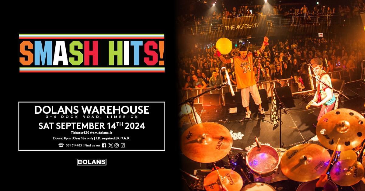 SmashHits_LIVE's tweet photo. Smash Hits in Dolans Limerick next September heading for sellout very soon...
Last few tickets avail now from https://t.co/qJWaDOI2Rg
#SmashHits #Limerick #LETSGETSMASHED https://t.co/aN7xhHLJwO