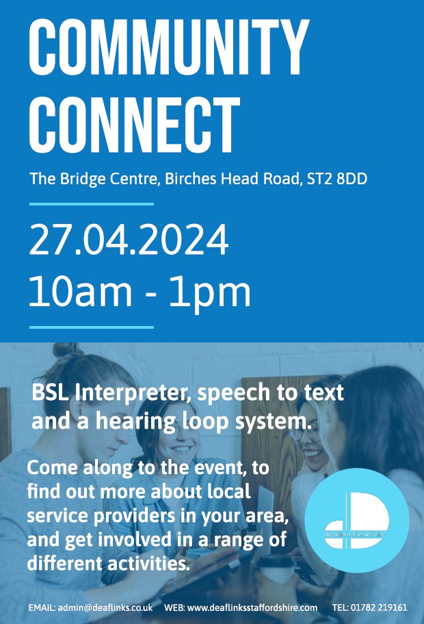 Not long to go until our Community Connects Event. Come along and ask questions and get involved in activities. We can't wait to see you there. #CommunityEvent #Deaf #BSL #Inclusion