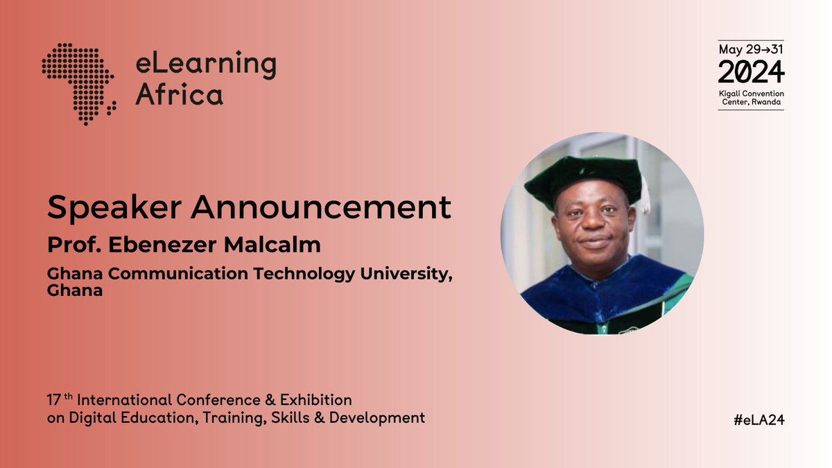 Prof. Ebenezer Malcalm will deliver a presentation titled “Sustainable Industrialization in Africa: Utilization of Artificial Intelligence in Tertiary Educational Institutions” at eLearning Africa 2024. Join us for this insightful: elearning-africa.com/conference2024… #eLA24