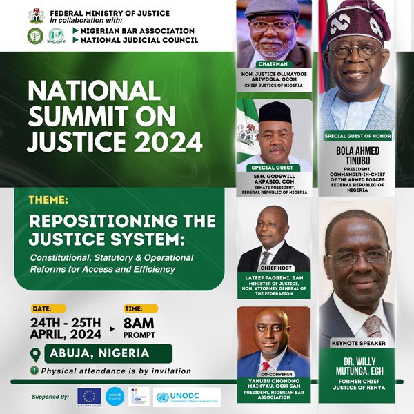 SSKohnNG's tweet image. Our Partner and head of Dispute Resolution Department, Mr. Etigwe Uwa, SAN will speak at the National Summit on Justice 2024, themed "Repositioning the Justice System." The event aims to address justice system challenges, promising impactful reforms.

#WeAreSSK, #Nigeria
