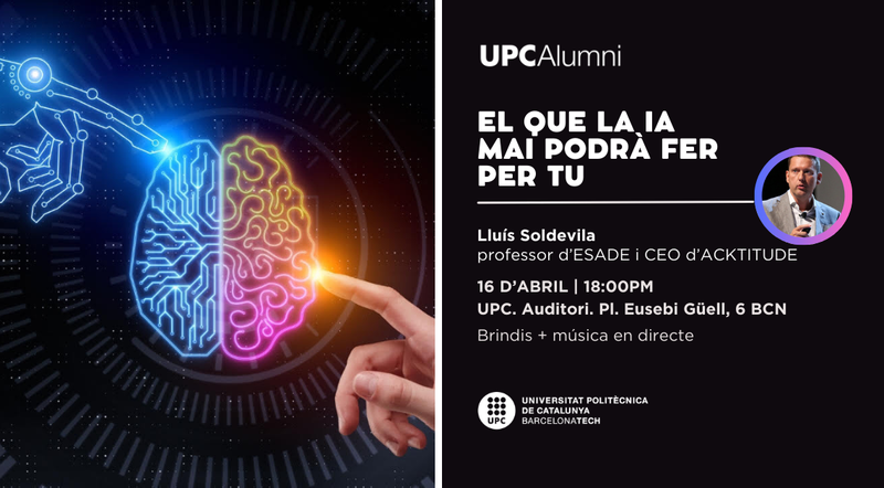 🔴🗣️Explora els límits de la #IA amb '10 coses que la IA mai farà per tu'. Una oportunitat única pel creixement professional i networking. A càrrec de @Lluissoldevila, @FIBAlumni i CEO d’#Acktitude 🗓️Avui a les 18h a @la_UPC 📲Inscriu-te: forms.gle/Dsx6AURBp4fAod…