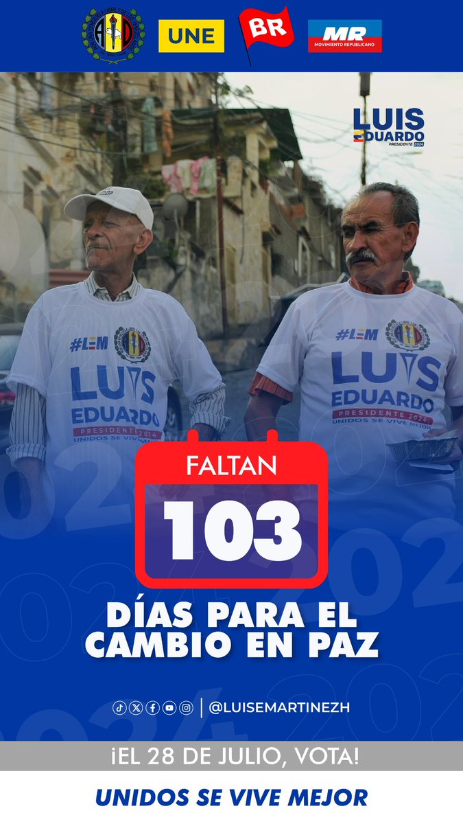 Luisemartinezh's tweet photo. ¡Feliz día!

Que sepan los adultos mayores que es mi firme decisión garantizarles pensiones y jubilaciones dignas.

Mi primer decreto como Presidente de #Venezuela será para ajustar sueldos, salarios, PENSIONES y JUBILACIONES.

#16Abril 
#UnidosSeViveMejor🇻🇪 https://t.co/ll6SNXbG0b